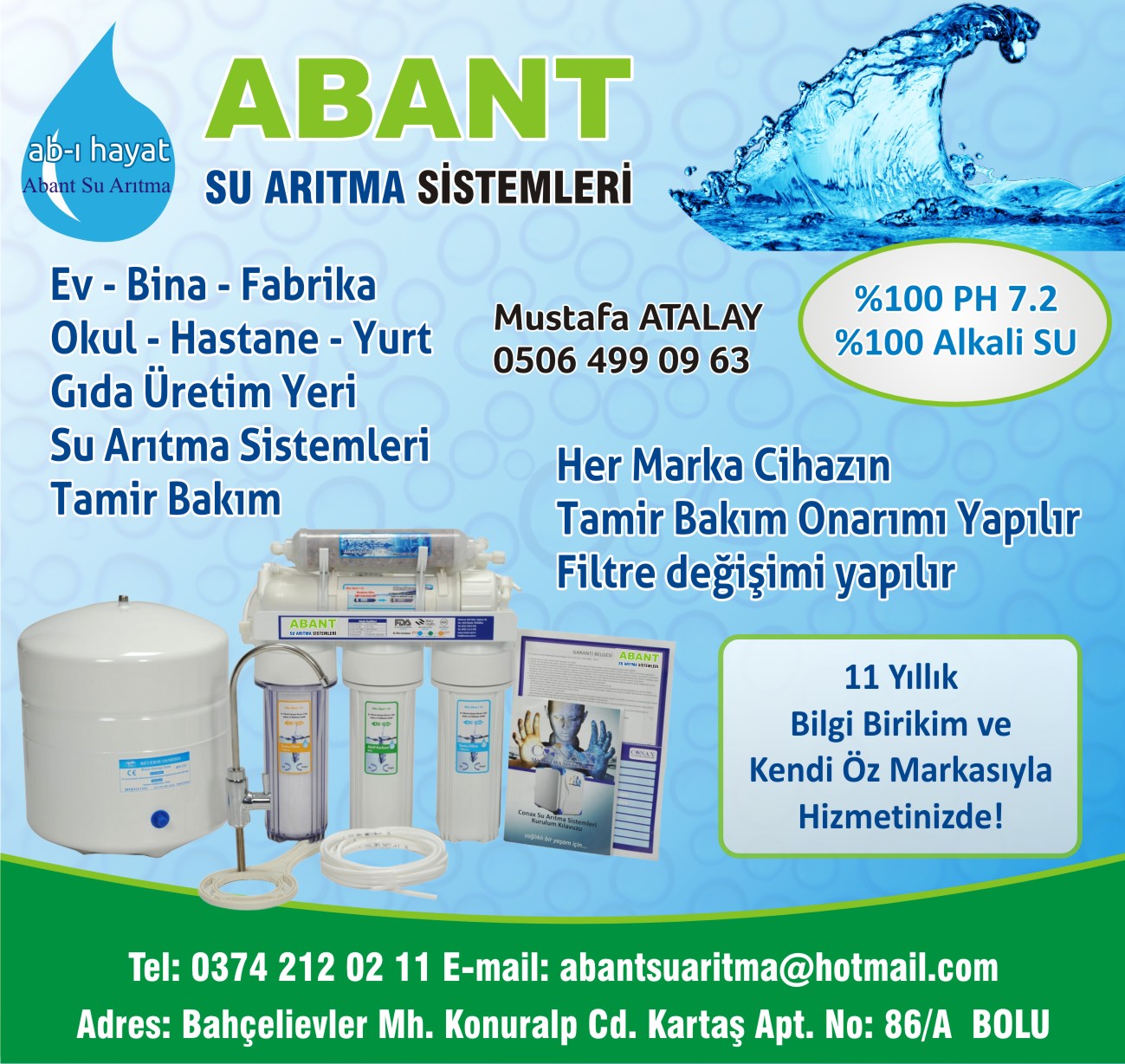 Abant Su Arıtma Sistemleri Bolu - Mustafa Atalay
